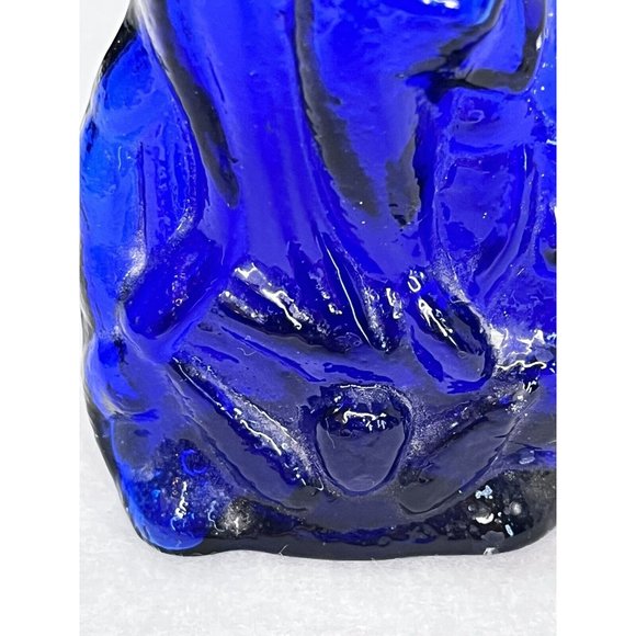 Cobalt Blue Mary Bottle Holy Water Blown Glass 5 3/4 inches - Picture 2 of 11